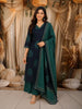 Navy Blue Leaf Printed Design Cotton Straight Cut Salwar Suit with Dupatta