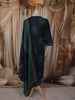 Navy Blue Leaf Printed Design Cotton Straight Cut Salwar Suit with Dupatta