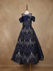 Navy Blue Leaf Sequins Design Party Wear Gown For Girls