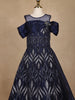 Navy Blue Leaf Sequins Design Party Wear Gown For Girls