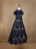 Navy Blue Leaf Sequins Design Party Wear Gown For Girls