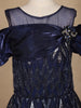 Navy Blue Leaf Sequins Design Party Wear Gown For Girls