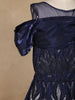 Navy Blue Leaf Sequins Design Party Wear Gown For Girls