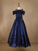 Navy Blue Leaf Sequins Design Party Wear Gown For Girls