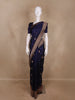 Navy Blue Leaf Woven Design Pure Banarasi Saree