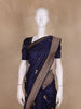 Navy Blue Leaf Woven Design Pure Banarasi Saree
