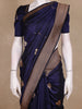 Navy Blue Leaf Woven Design Pure Banarasi Saree