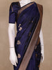 Navy Blue Leaf Woven Design Pure Banarasi Saree