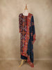 Navy Blue Multicolor Ikat Printed Crepe Salwar Suit with Dupatta