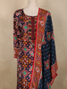 Navy Blue Multicolor Ikat Printed Crepe Salwar Suit with Dupatta