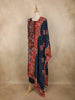 Navy Blue Multicolor Ikat Printed Crepe Salwar Suit with Dupatta