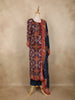 Navy Blue Multicolor Ikat Printed Crepe Salwar Suit with Dupatta