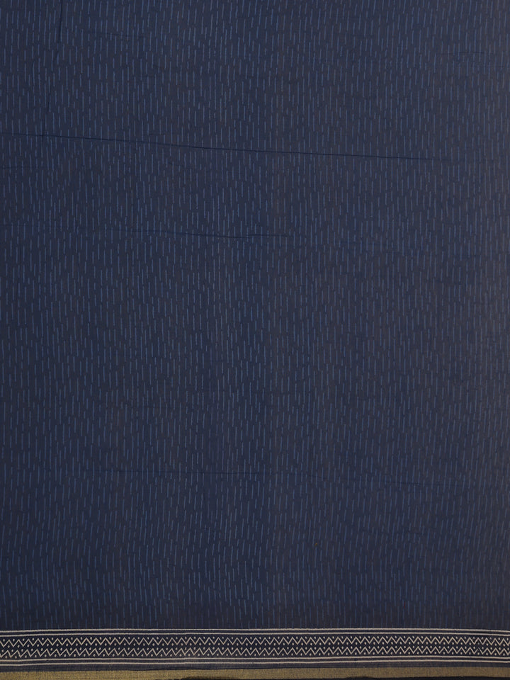 Navy Blue Paisley Design Cotton Saree With Zari Border - Diadem