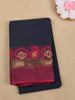 Navy Blue Paisley Woven Design Cotton Saree with Zari Border
