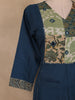 Navy Blue Patchwork Printed Cotton Salwar Suit with Dupatta