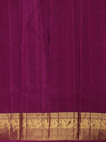 Navy Blue Peacock Woven Pure Kanchipuram Silk Saree With Contrast Border - Diadem