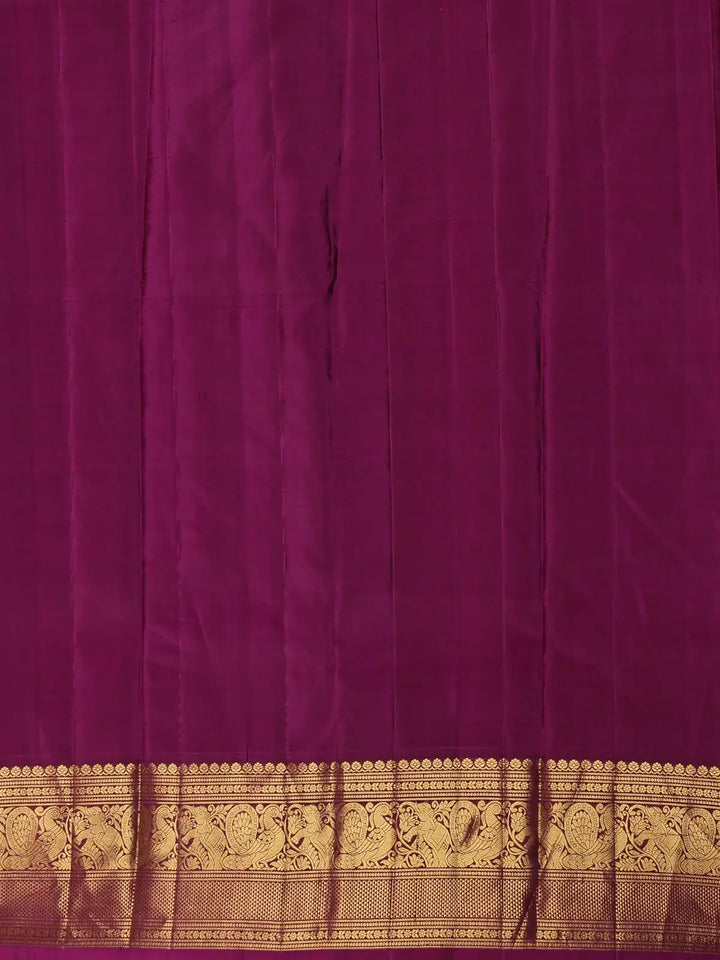 Navy Blue Peacock Woven Pure Kanchipuram Silk Saree With Contrast Border - Diadem