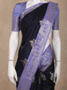Navy Blue Peacock Woven Raw Silk Saree with Contrast Lavender Zari Border