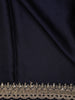 Navy Blue Plain Satin Saree with Sequin Lace Border