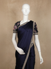 Navy Blue Plain Satin Saree with Sequin Lace Border