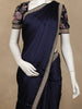 Navy Blue Plain Satin Saree with Sequin Lace Border