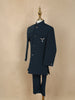 Navy Blue Polyester Lion Sequins Designed Sherwani And Pant Set