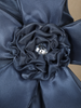 Navy Blue Satin Oversized 3D Flower Party Frock for Girls