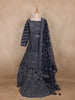 Navy Blue Sequins And Mirror Embroidered Net Bridal Lehenga Set - Diadem
