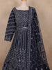 Navy Blue Sequins And Mirror Embroidered Net Bridal Lehenga Set - Diadem