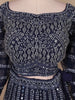 Navy Blue Sequins And Mirror Embroidered Net Bridal Lehenga Set - Diadem