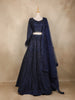 Navy Blue Sequins Design Lehenga Set with Net Dupatta