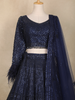 Navy Blue Sequins Design Lehenga Set with Net Dupatta