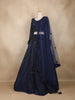 Navy Blue Sequins Design Lehenga Set with Net Dupatta