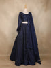 Navy Blue Sequins Design Lehenga Set with Net Dupatta