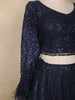 Navy Blue Sequins Design Lehenga Set with Net Dupatta