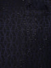 Navy Blue Sequins Design Polynosic Sherwani Suit with Asymmetric Overlap Button Closure