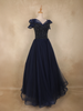 Navy Blue Sequins Embellished Design Party Wear Net Gown