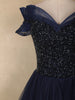 Navy Blue Sequins Embellished Design Party Wear Net Gown
