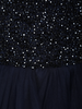 Navy Blue Sequins Embellished Design Party Wear Net Gown