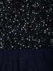 Navy Blue Sequins Embellished Net Gown with Cape Sleeves