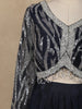 Navy Blue Sequins Embroidered Crepe Silk Skirt Top