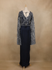 Navy Blue Sequins Embroidered Crepe Silk Skirt Top