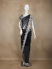 Navy Blue Sequins Embroidered Net Saree with Designer Cutwork Border