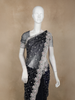 Navy Blue Sequins Embroidered Net Saree with Designer Cutwork Border
