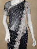 Navy Blue Sequins Embroidered Net Saree with Designer Cutwork Border