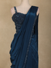 Navy Blue Sequins Embroidered Satin Ready To Wear Saree