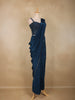 Navy Blue Sequins Embroidered Satin Ready To Wear Saree