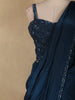 Navy Blue Sequins Embroidered Satin Ready To Wear Saree