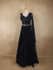 Navy Blue Sequins and Beads Embroidered Design Net Lehenga With Net Dupatta