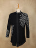 Navy Blue Sequins and Beads Embroidered Design Polynosic Sherwani Suit